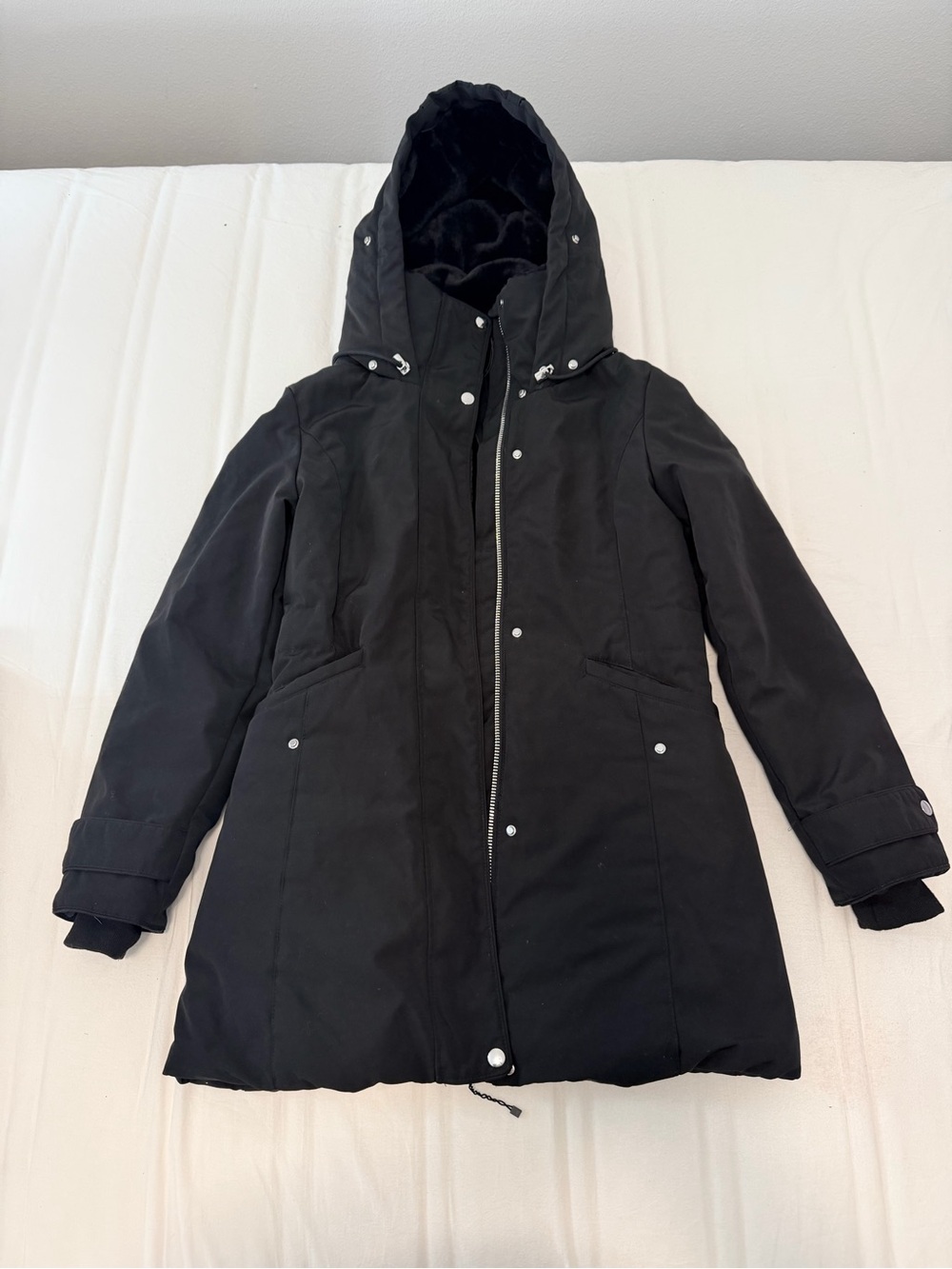 Women's Black Hooded Winter Parka Coat